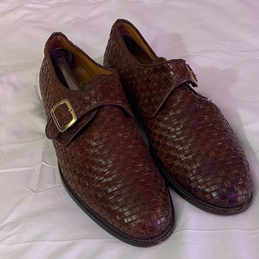 Bruno Magli Dark Brown Woven Leather Loafers Handcrafted in Italy 🇮🇹